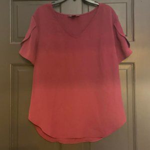 Maroon Short Sleeved V-neck Blouse, Size M